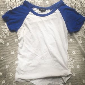 Blue and white baseball style T-Shirt
